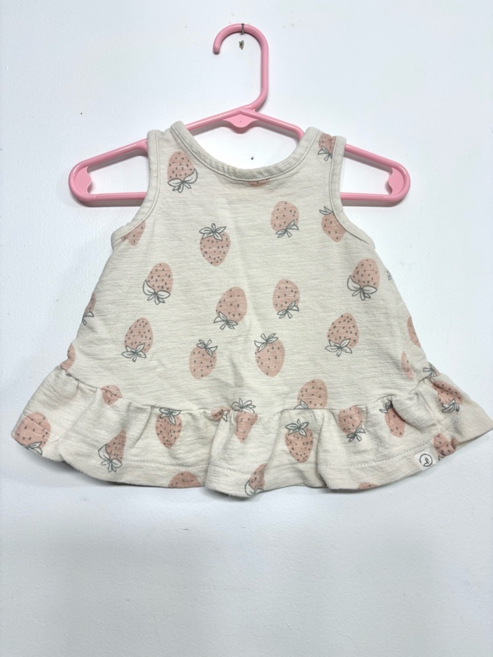 Carter’s 9M Strawberry Top - Baby Girl Ruffle Tank - Organic Cotton